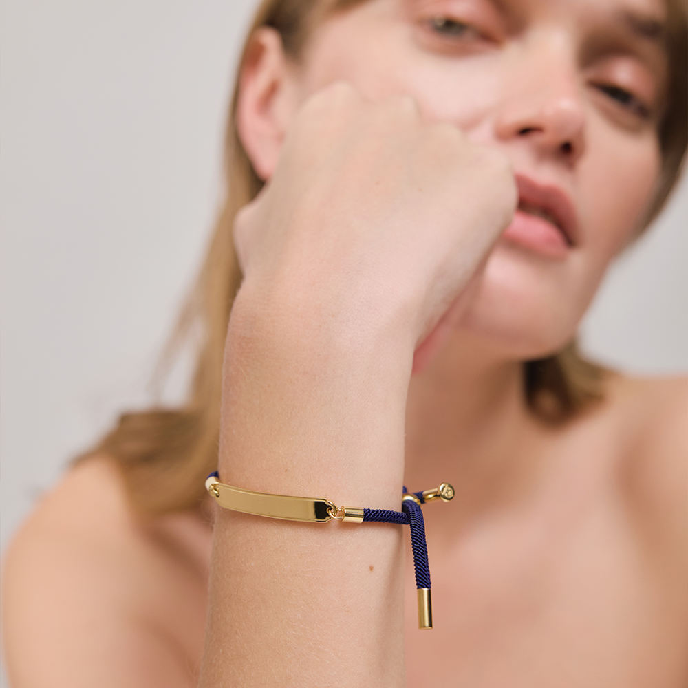 Vitamin Sea Gravur Armband Gold Marineblau