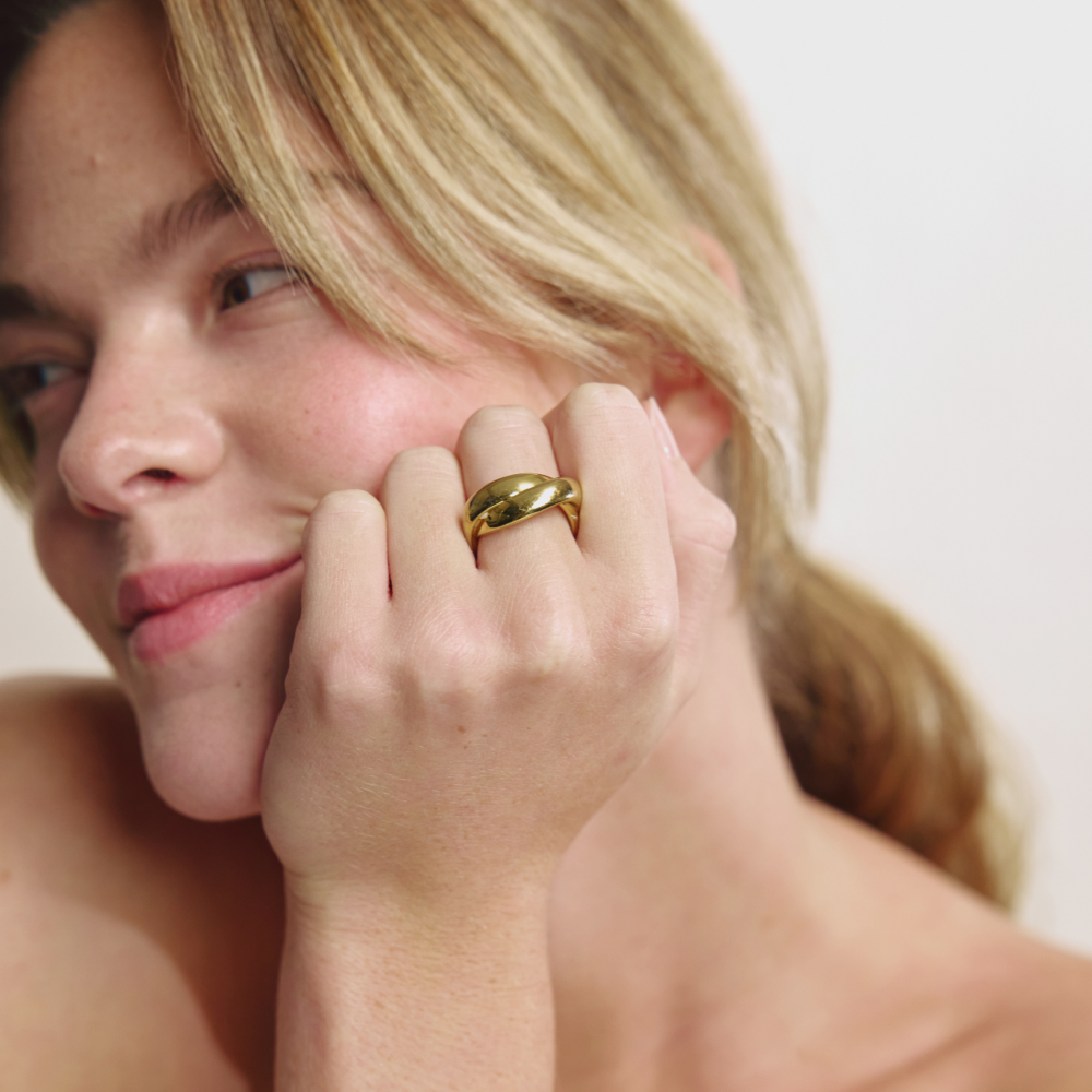 Waves Duo Ring Gold