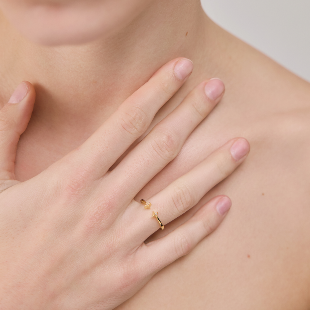 Windrose Open Stars Ring Gold