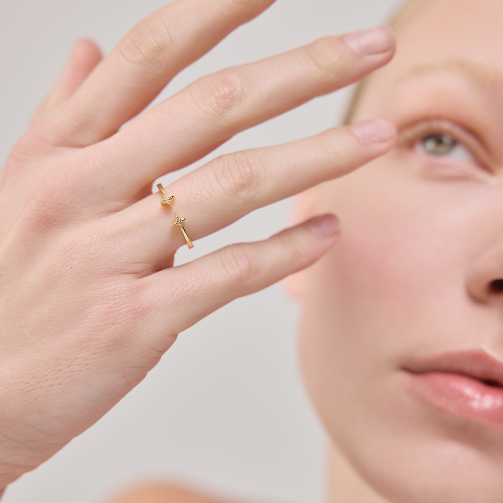 Windrose Open Stars Ring Gold