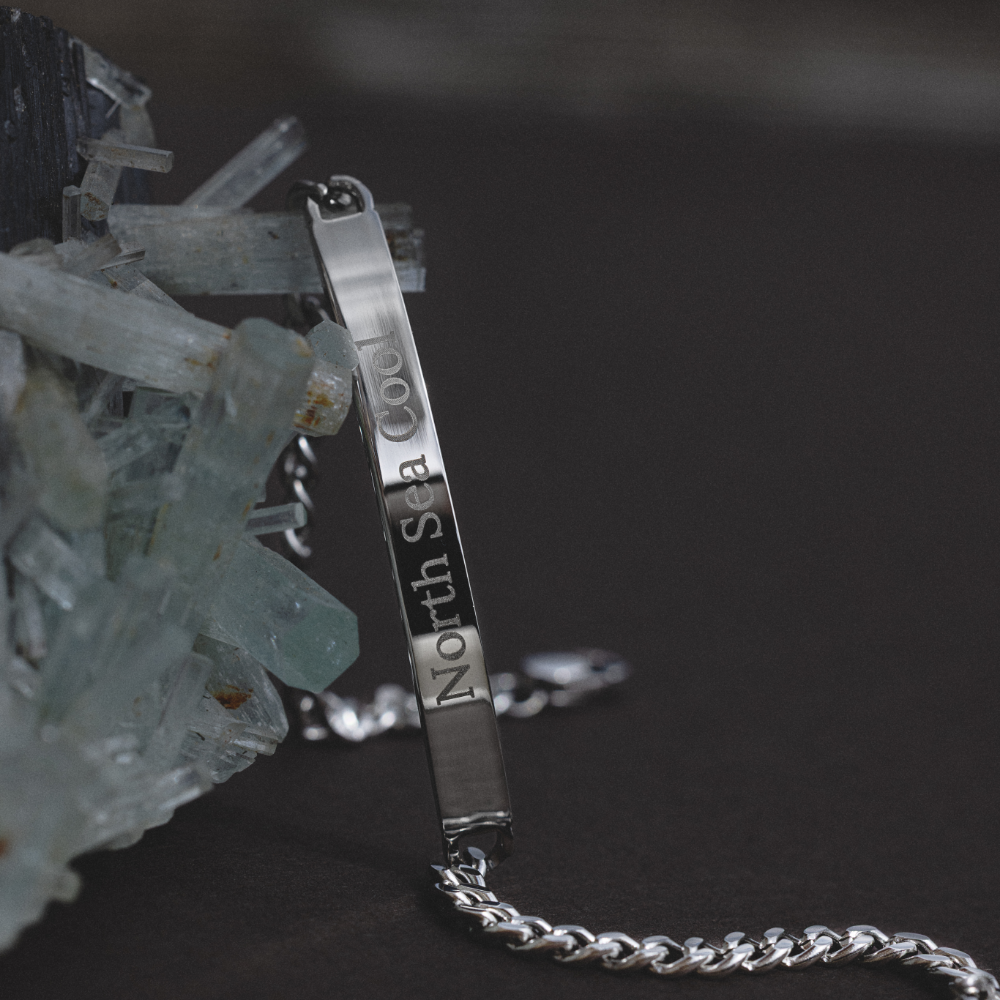 Men's Engravable ID Armkette Silber