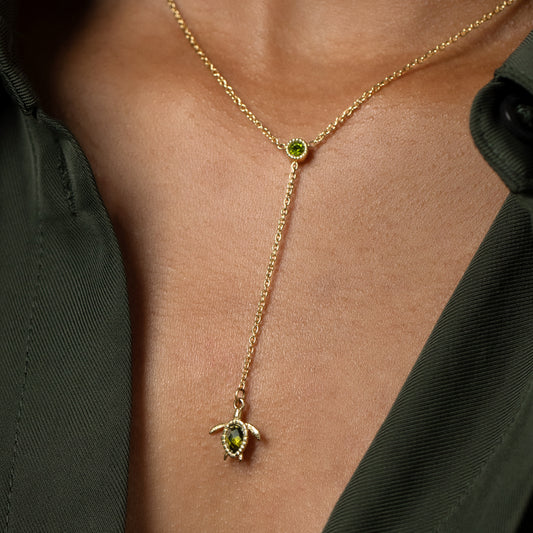 Turtle Y Necklace Gold