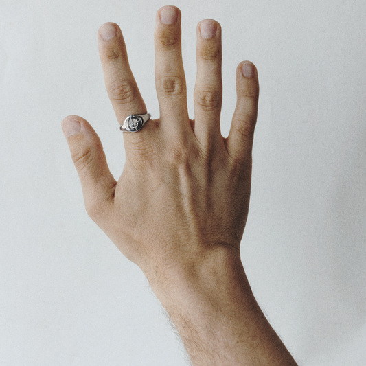 Men's Signet Bague Windrose argent
