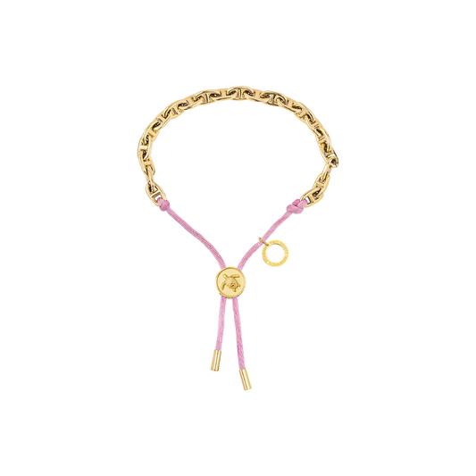 Turtle Anchor Chain Bracelet Gold Pink