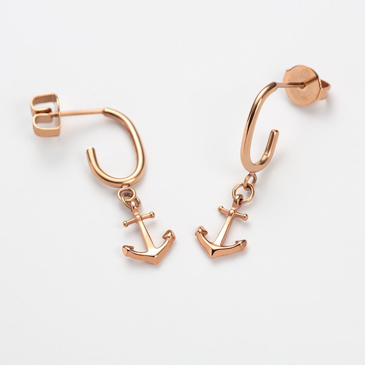 The Anchor II Hoops Earring Rose Gold