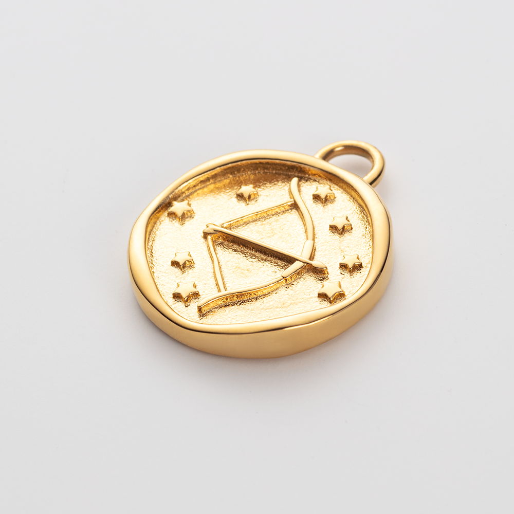 Set Sagittarius Charm und Halskette Gold