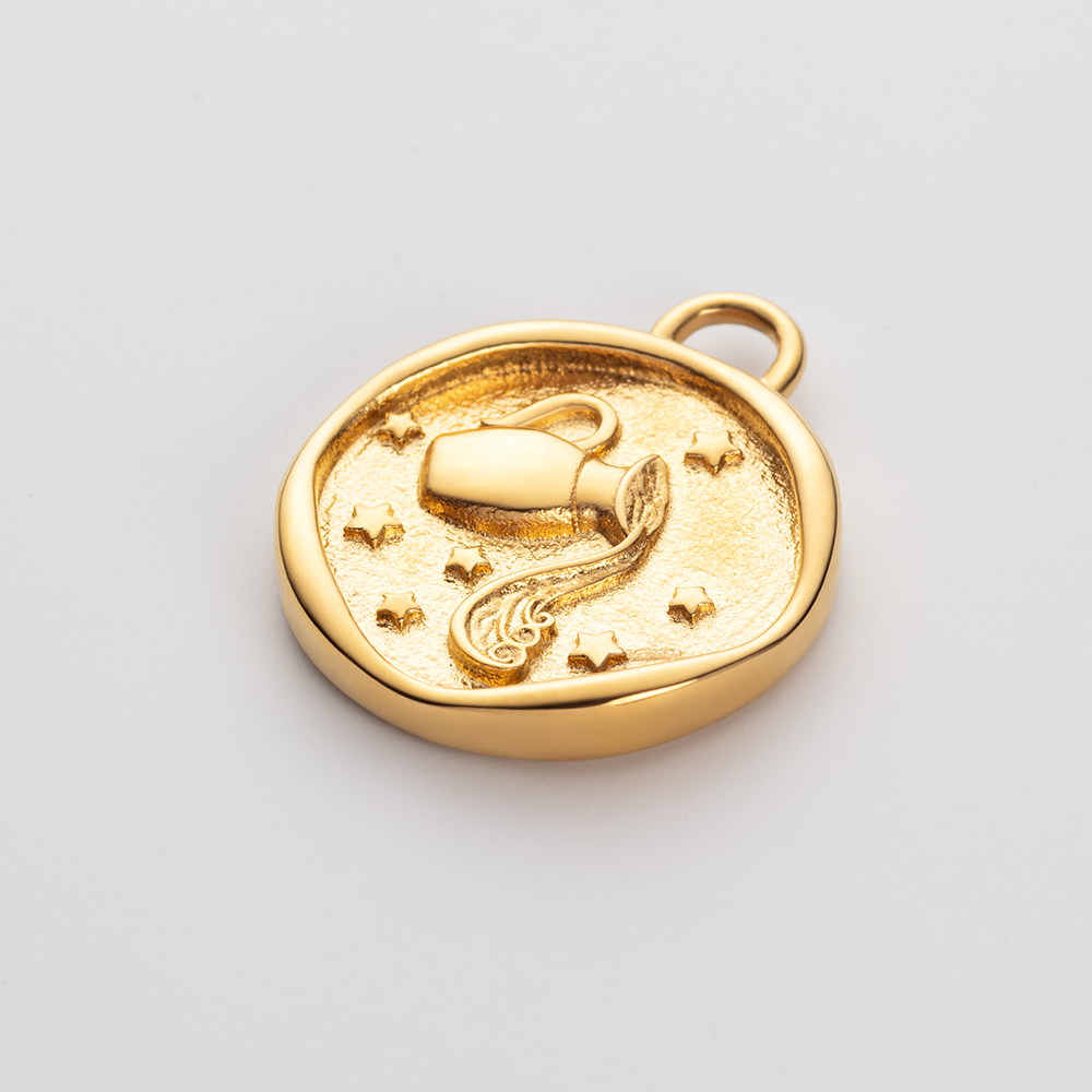 Set Aquarius Charm und Halskette Gold