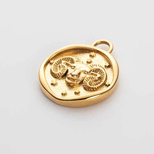 Set Aries Charm und Halskette Gold