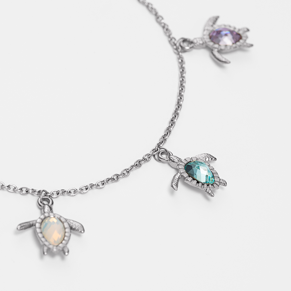 Turtle Rainbow Armkette Silber