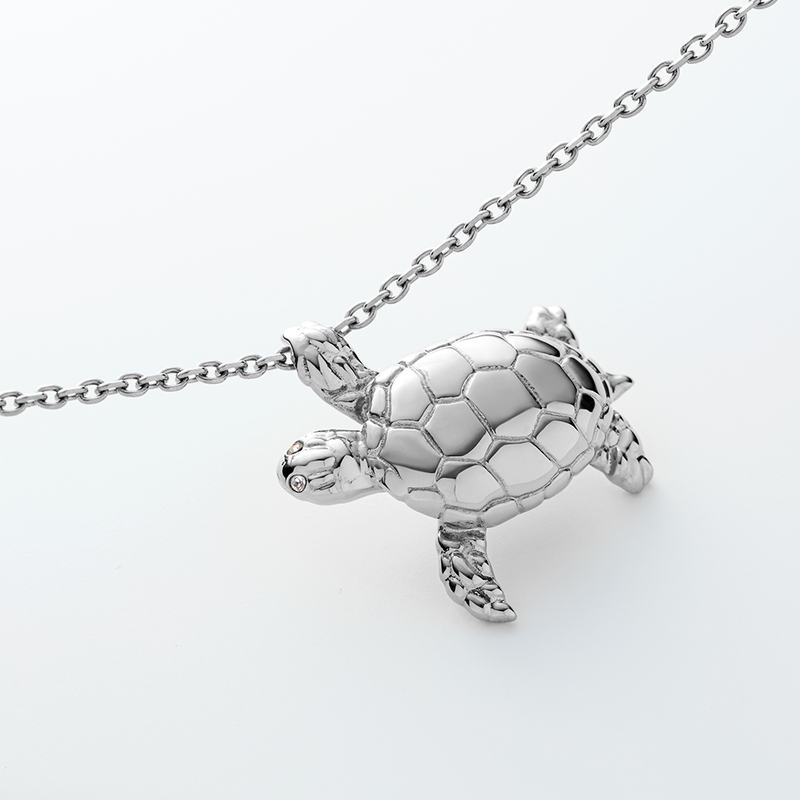 Alloy Sea Turtle Pendant Necklace With 24 Inch Popcorn Chain