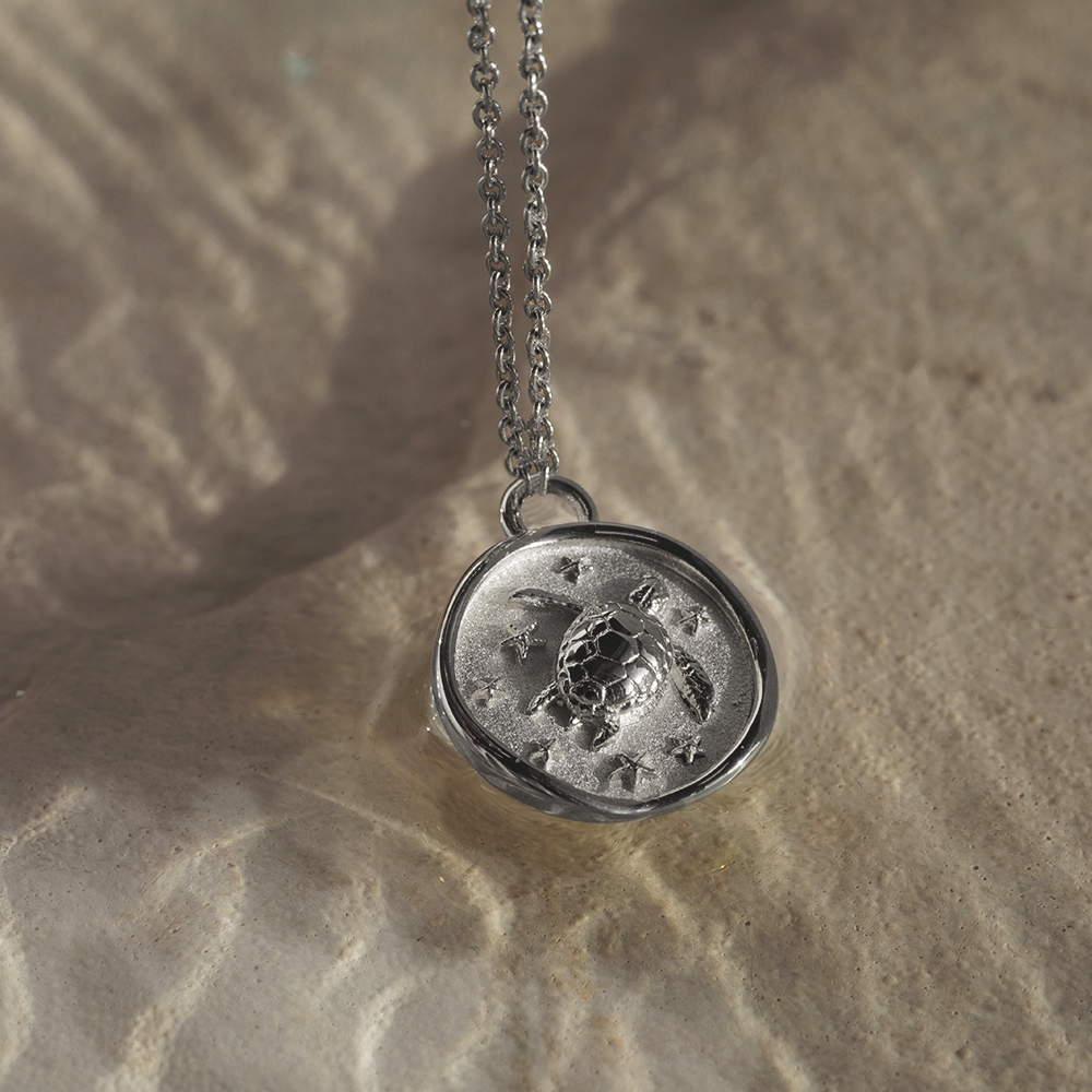 Turtle Coin Halskette Silber