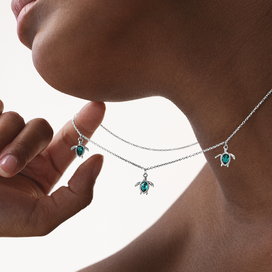 Turtle Halskette Aquamarine Silber