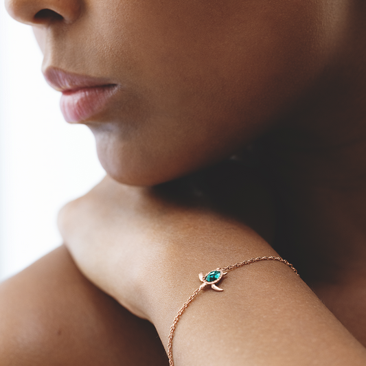 Turtle Mono Armkette Aquamarine Roségold