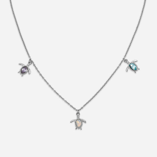 Turtle Rainbow Collier Argent