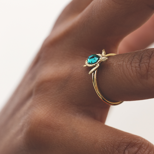 Turtle Ring Aquamarine Gold