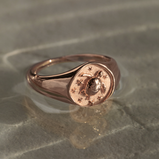 Turtle Signet Ring Roségold