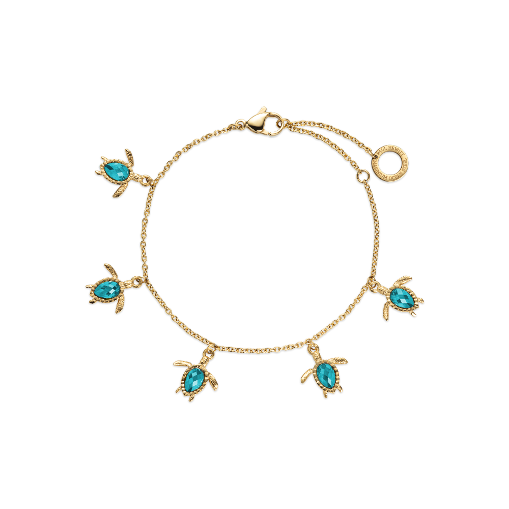 Paul Hewitt Turtle Armkette Aquamarine Gold