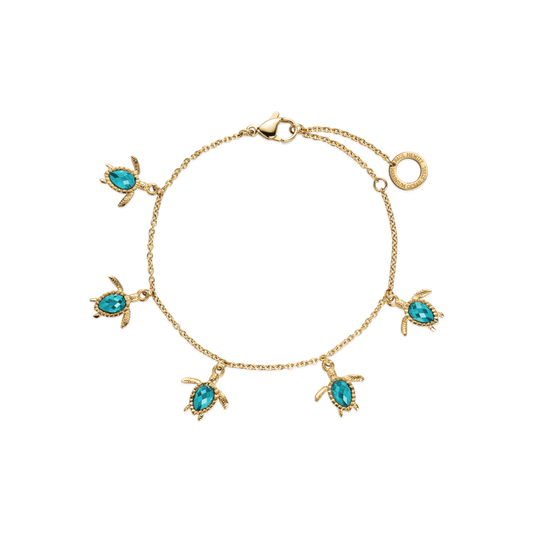 Turtle Bracelet Aquamarine Gold