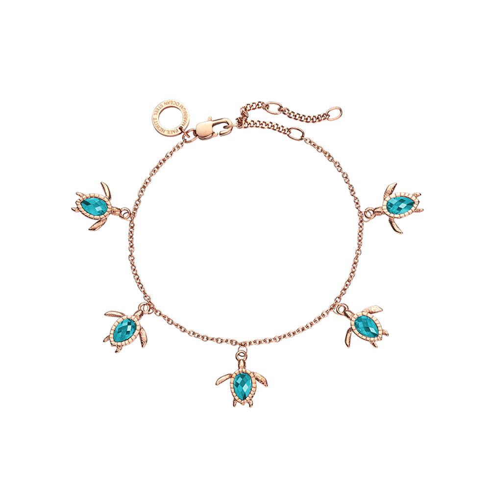 Turtle Armkette Aquamarine Roségold