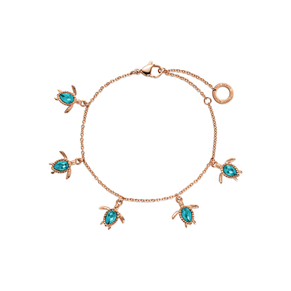 Turtle Armkette Aquamarine Roségold