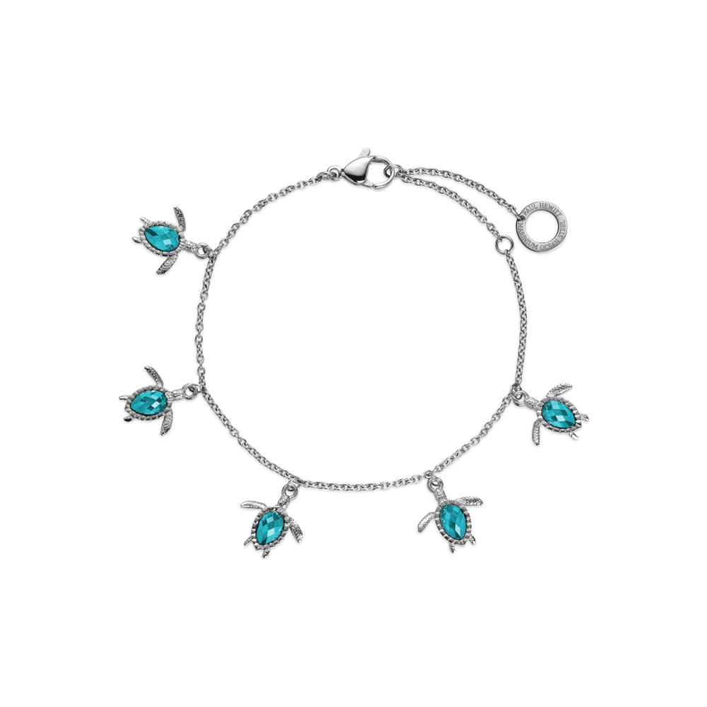 Turtle Armkette Aquamarine Silber
