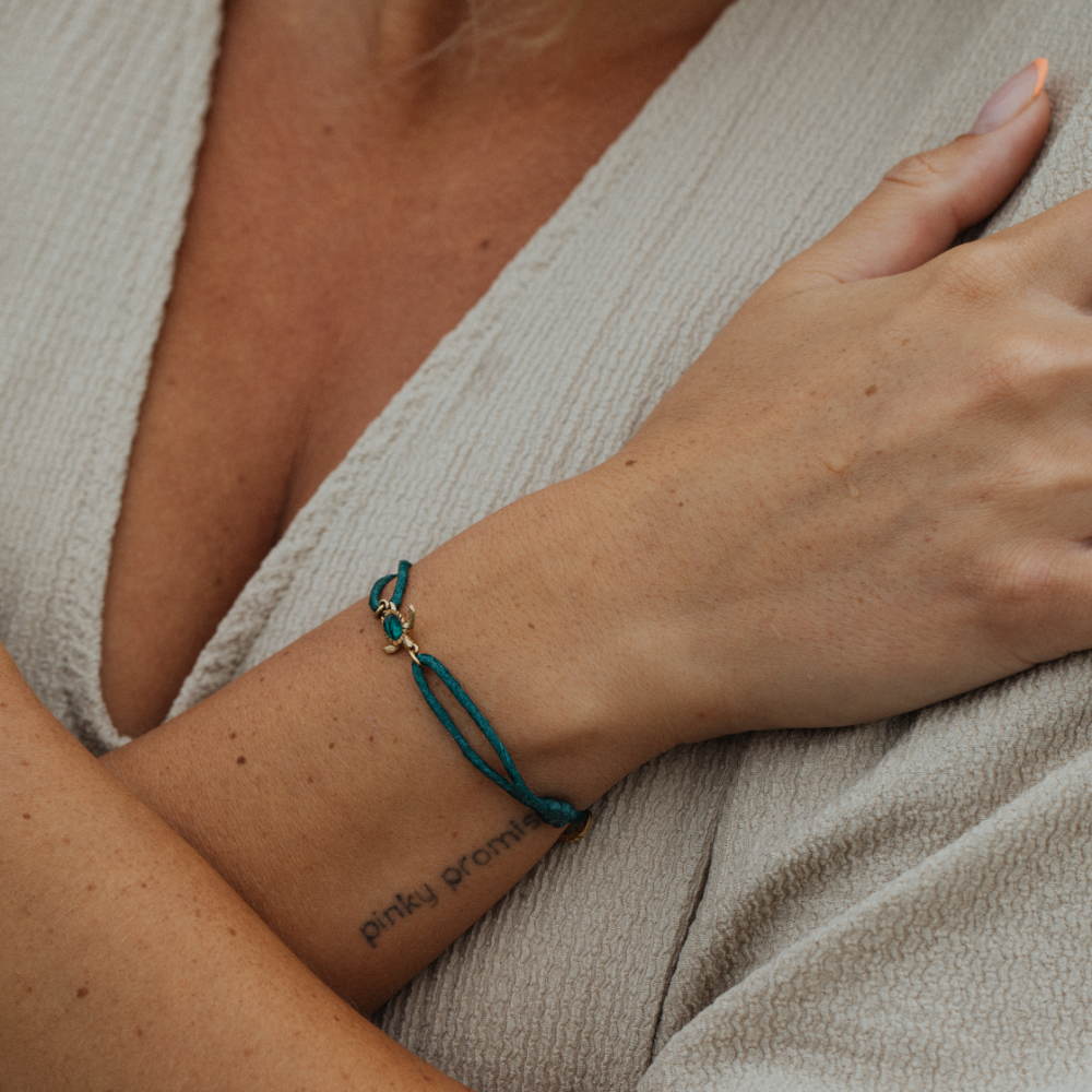 Turtle Armband Aquamarine Gold