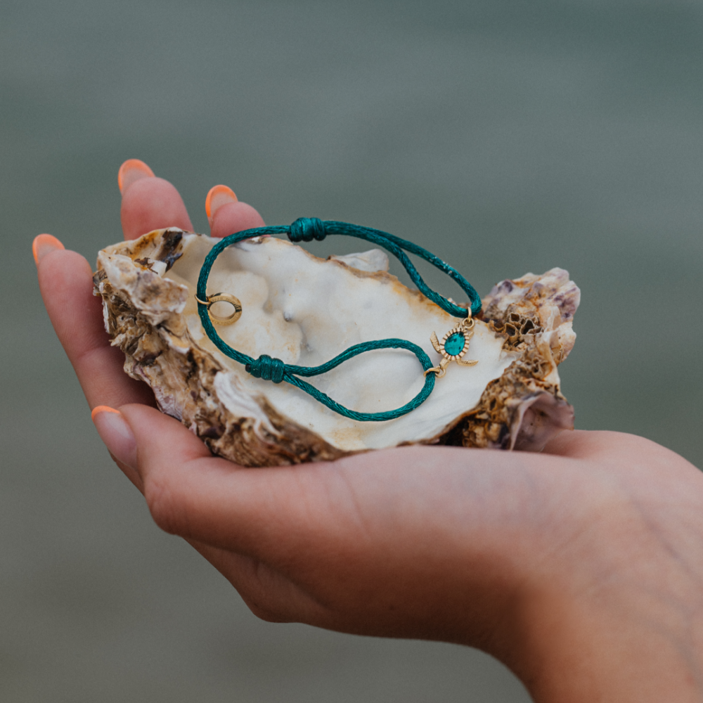 Turtle Armband Aquamarine Gold