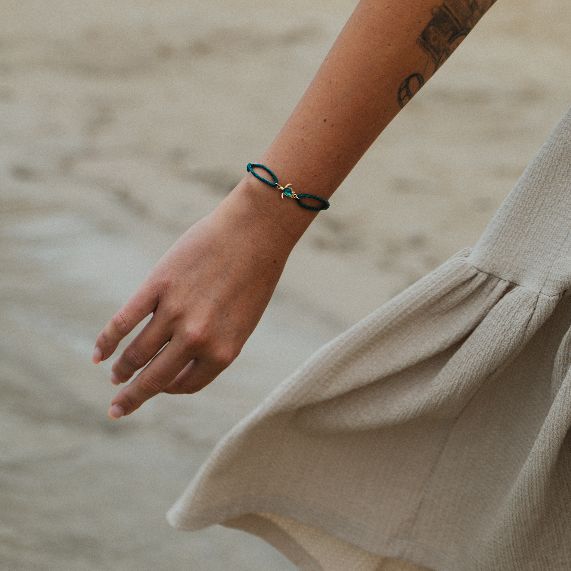 Turtle Armband Aquamarine Gold