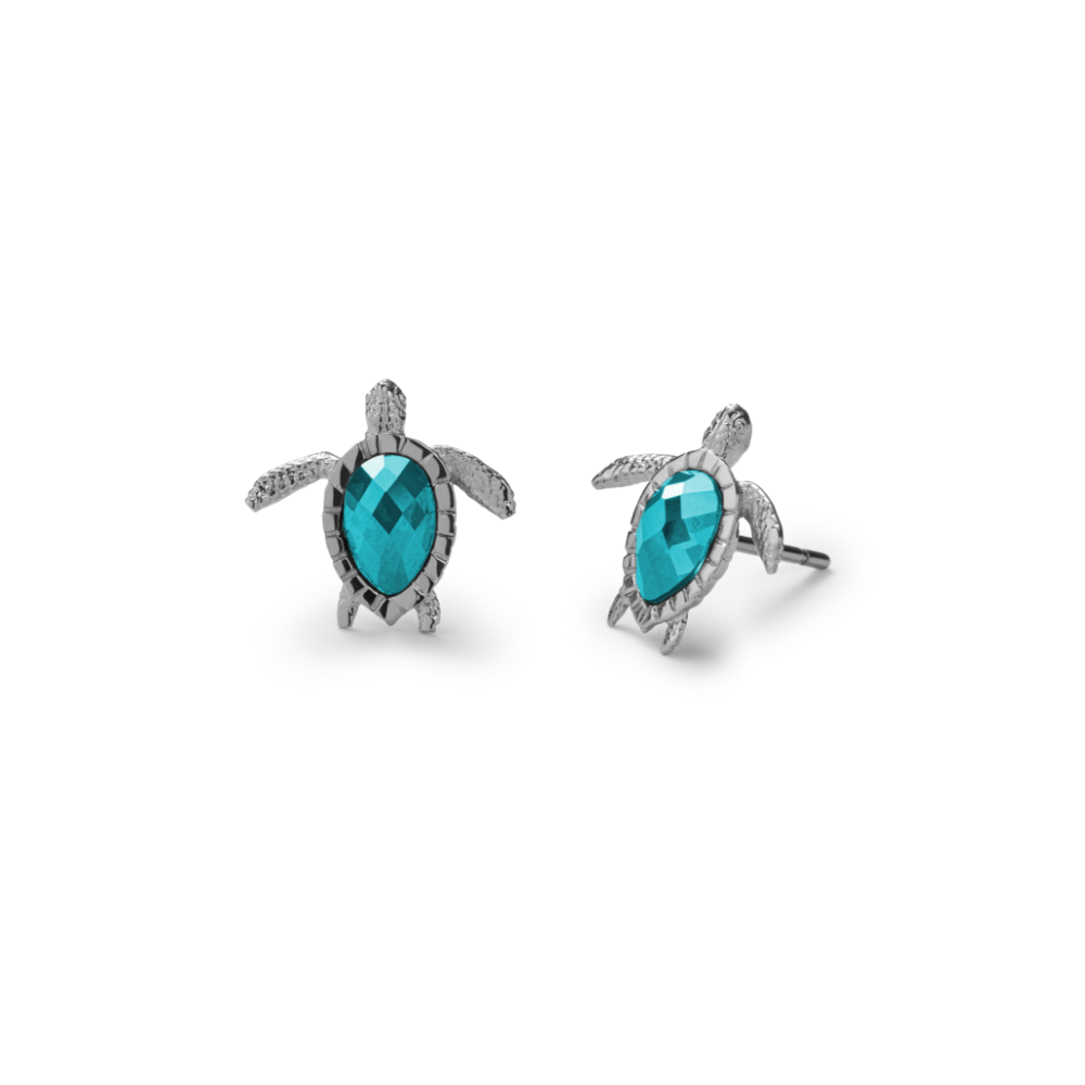 Turtle Ohrring Aquamarine Silber