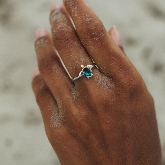 Bague Tortue Aigue-Marine Argent