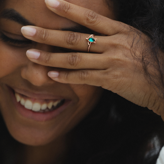 Turtle Bague Aquamarine Or Rose