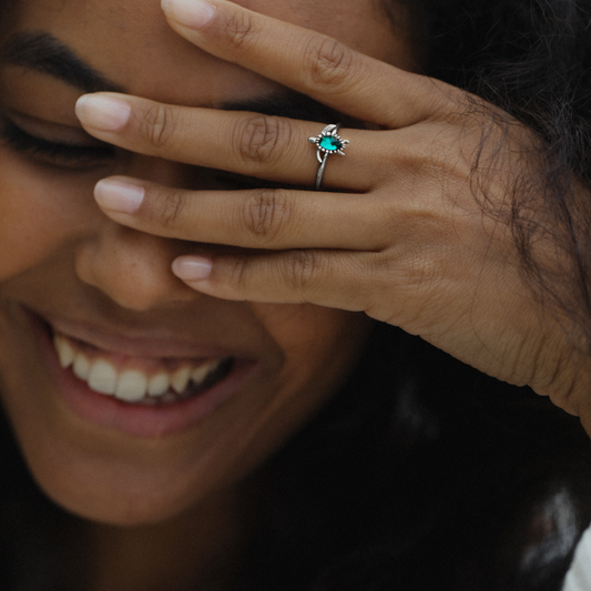 Bague Tortue Aigue-Marine Argent