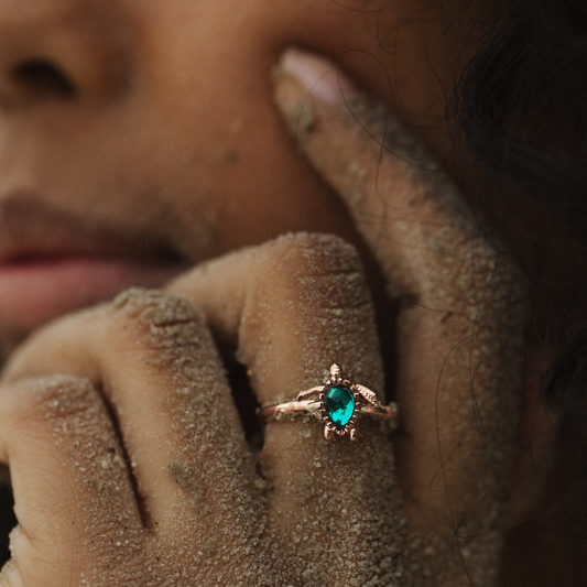 Turtle Bague Aquamarine Or Rose