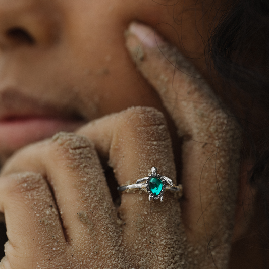 Bague Tortue Aigue-Marine Argent