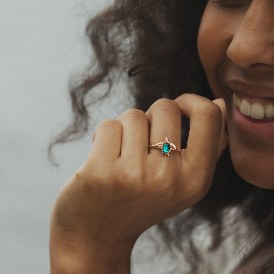 Turtle Bague Aquamarine Or Rose