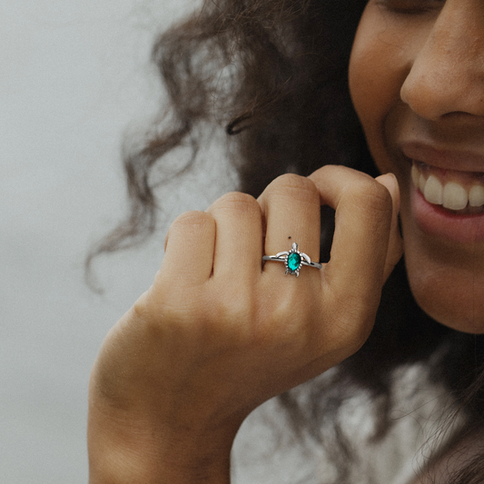 Bague Tortue Aigue-Marine Argent