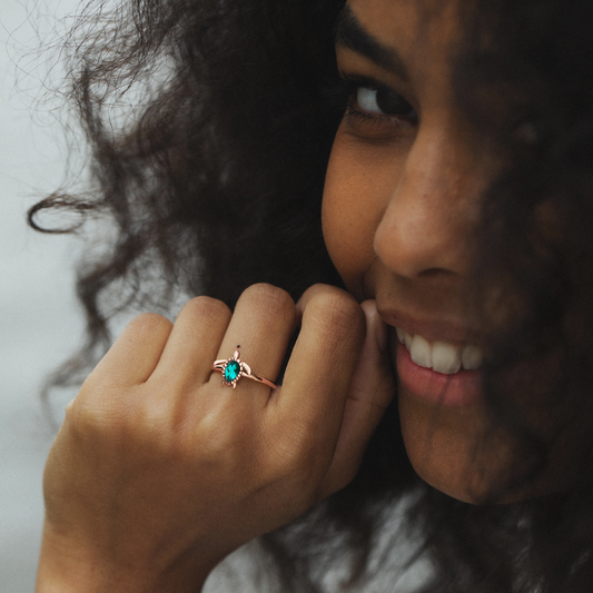 Turtle Bague Aquamarine Or Rose