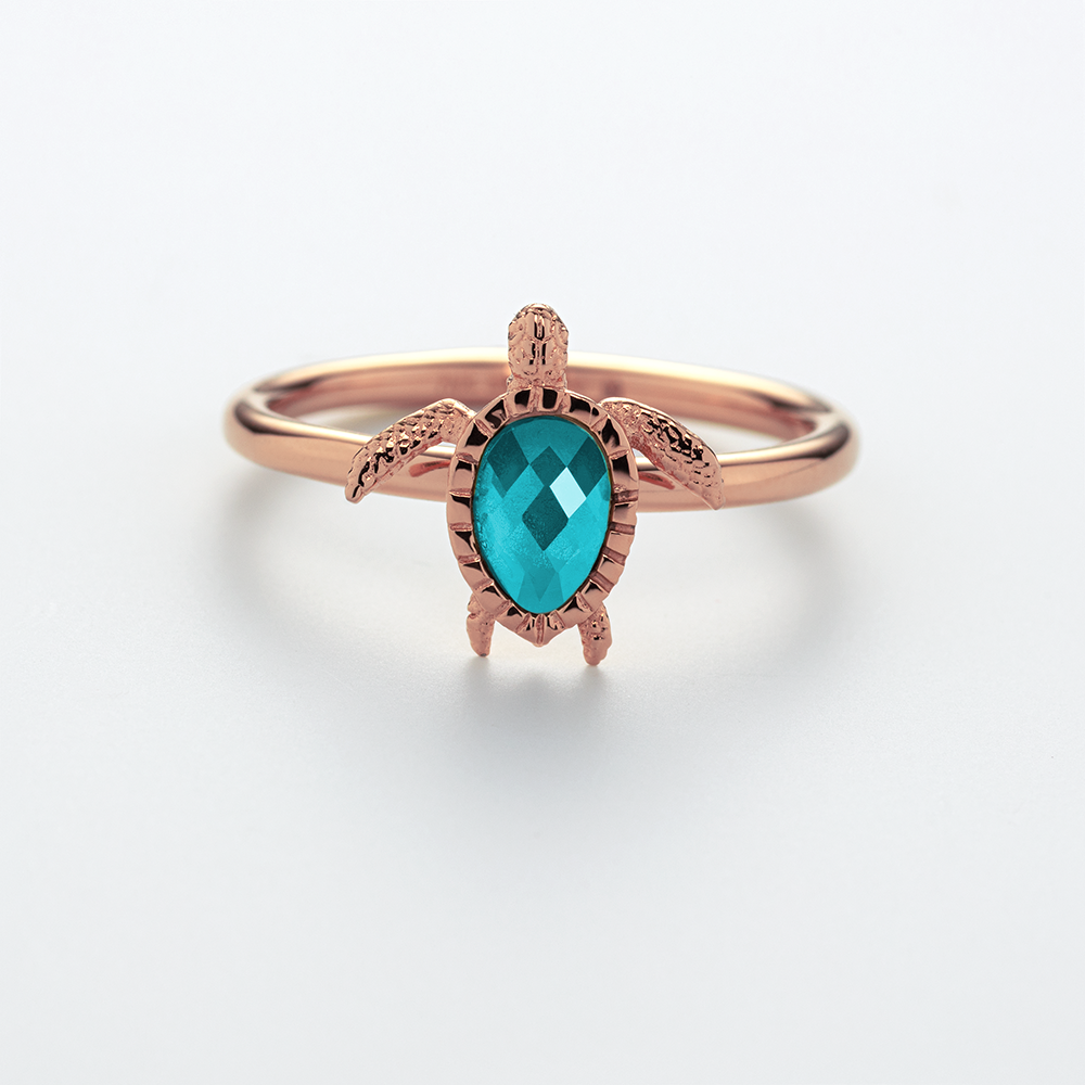 Turtle Ring Aquamarine Roségold