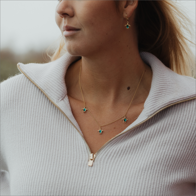 Aquamarine turtle sales necklace