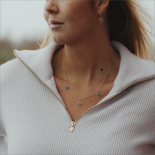 Turtle Necklace Aquamarine Rose Gold