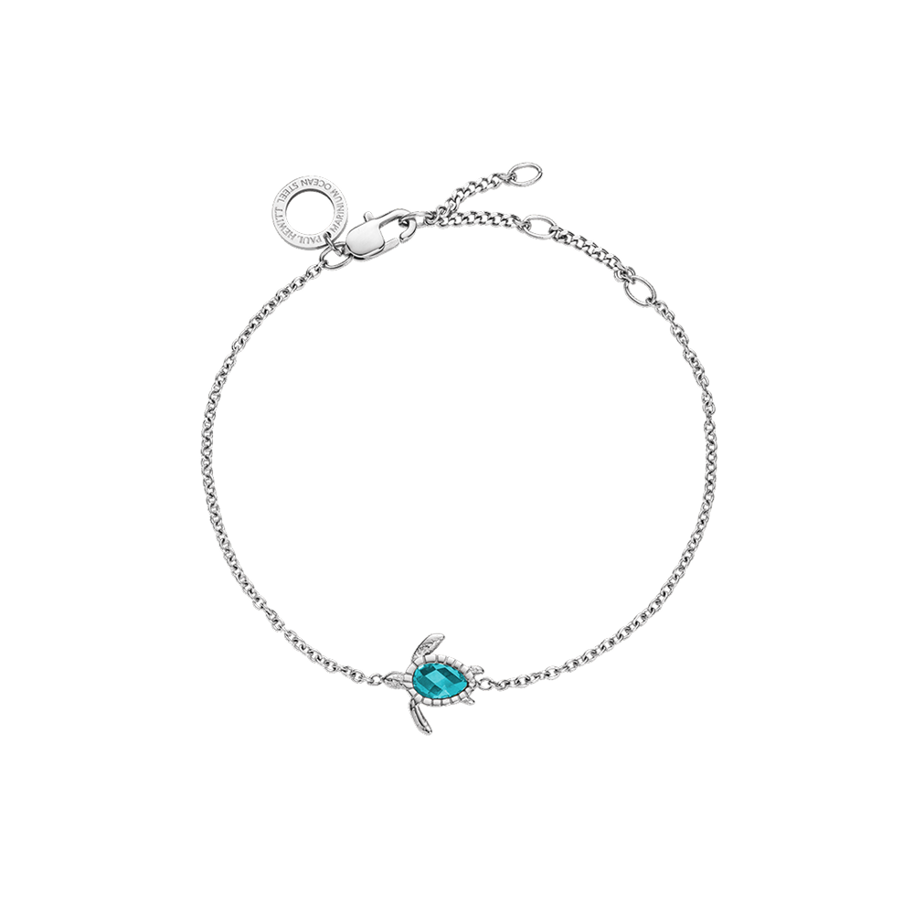 Turtle Mono Bracelet Aquamarine Silver