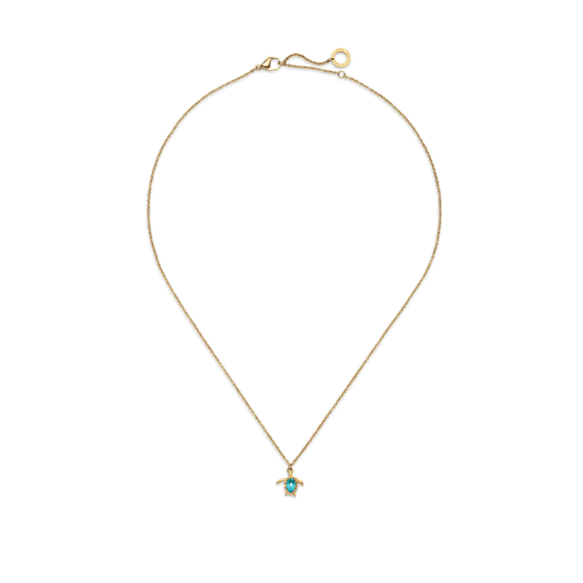 Turtle Mono Halskette Aquamarine Gold