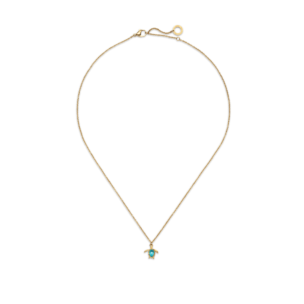 Turtle Mono Halskette Aquamarine Gold
