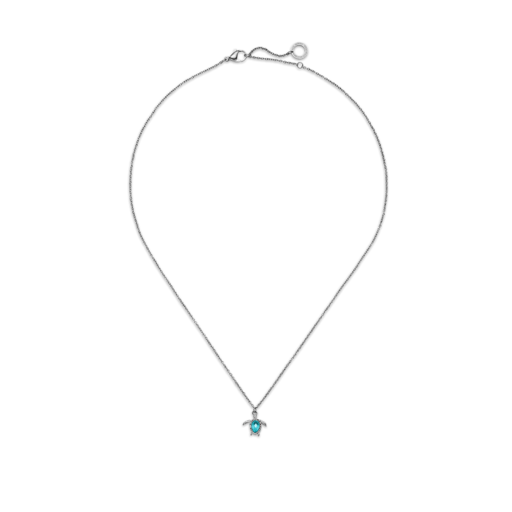 Turtle Mono Halskette Aquamarine Silber