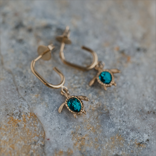 Turtle Hoops Boucle d'oreille Aquamarine Or