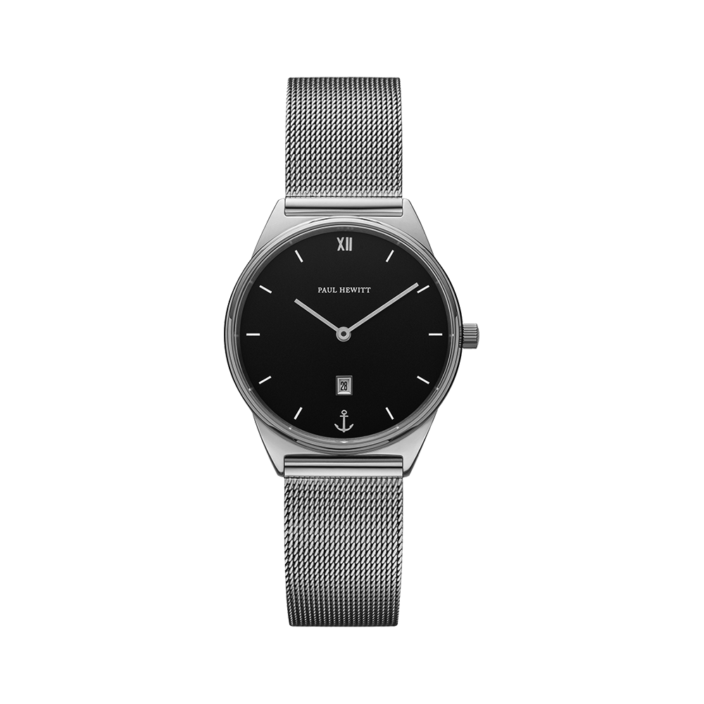 Uhr Praia Silber Schwarz Mesh Silber