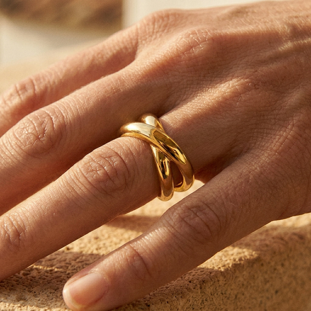 Waves Twisted Bague Or