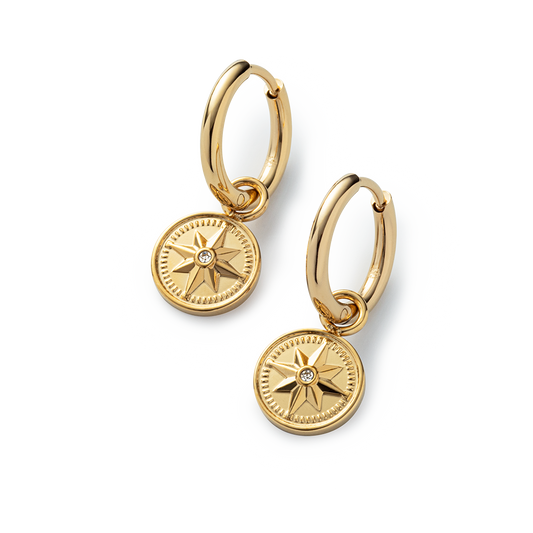 Wind rose earring gold