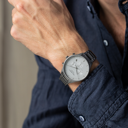 Chrono Watch Gun Metal White