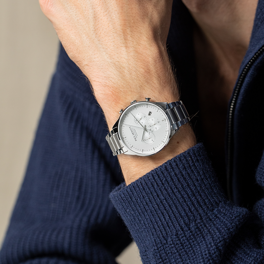 Montre Chrono argent blanc